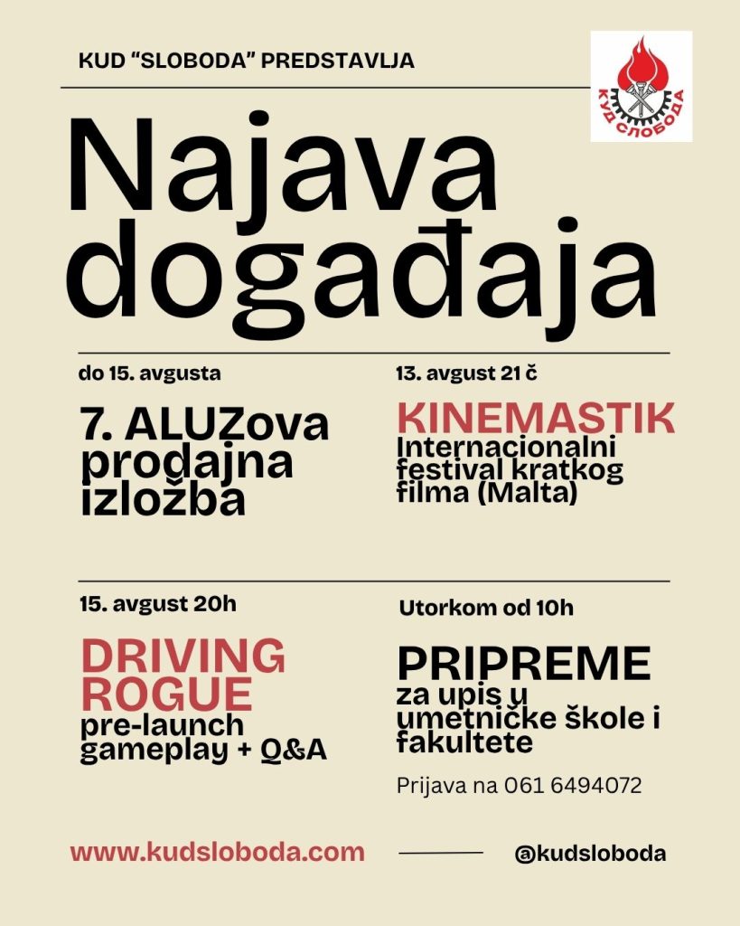 Najava događaja KUD Sloboda
